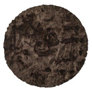 Luxe Home Decor Arlington Faux Sheepskin Circular Rug | 1-Piece | Chocolate | 6'